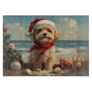 Planche À Découper Plage Vintage de Noël de Chien Tibétain Terrier
