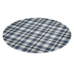 Planche À Découper Plaid blanc bleu 1