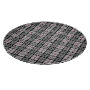 Planche À Découper Plaid de pixel dans le gris avec la rayure rouge