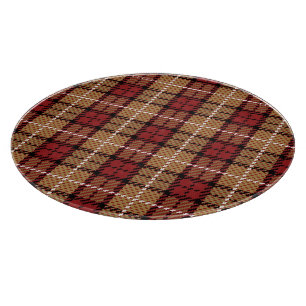 Planche À Découper Plaid de pixel en rouge et or