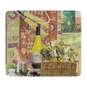 Planche À Découper Planche à verre avec vin et olives