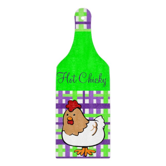 Planche À Découper Planche de coupe en verre Poulet vert pourpre (Devant)