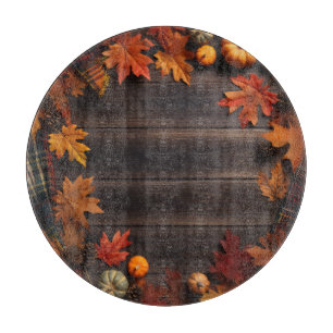 Planche À Découper PLANQUES EN BOIS Brown AVEC FEUILLES DE CHUTE
