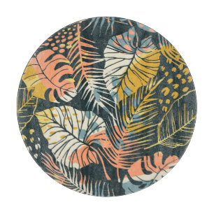 Planche À Découper Plantes tropicaux : motif artistique abstrait.