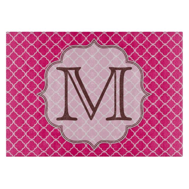 Planche À Découper Plaque de coupe en verre Latti rose chaud (Devant)