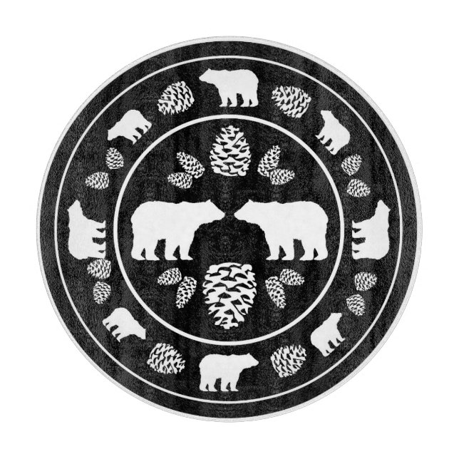 Planche À Découper Plaque de coupe en verre pinecone d'ours noir rust (Devant)