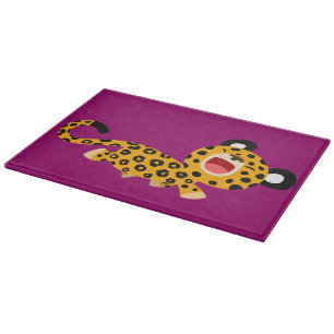 Planche À Découper Plat Cartoon Facétieux Léopard Coupe