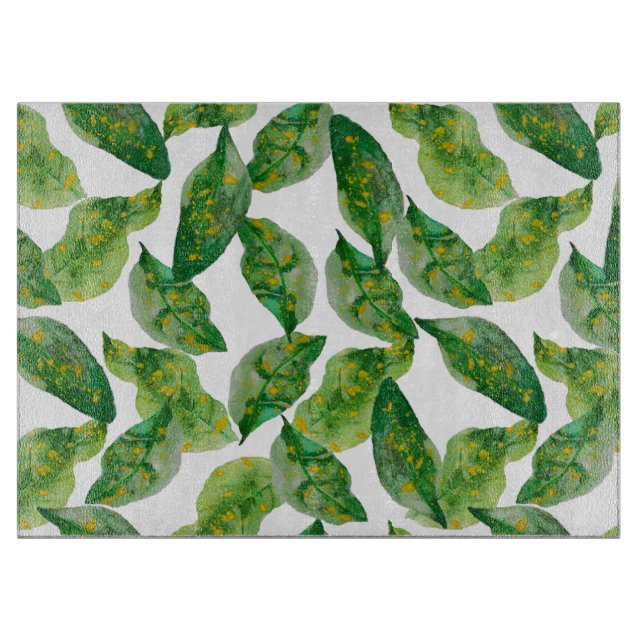 Planche À Découper Plateau de coupe à feuilles vertes (Devant)