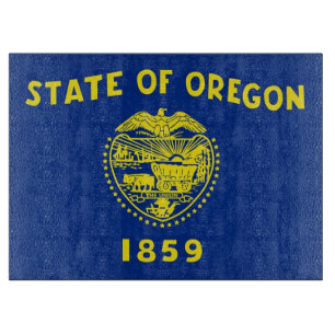 Planche À Découper Plateau de coupe en verre avec Drapeau de l'Oregon