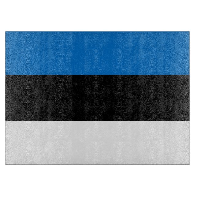 Planche À Découper Plateau de coupe en verre avec Drapeau d'Estonie (Devant)