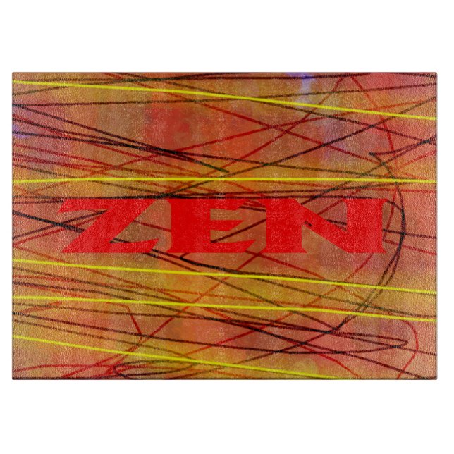 Planche À Découper Plateau de coupe en verre de fil rouge Zen (Devant)