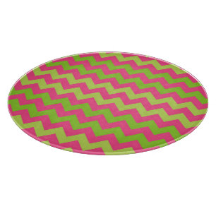 Planche À Découper Plateau de coupe en verre motif de chevron rose