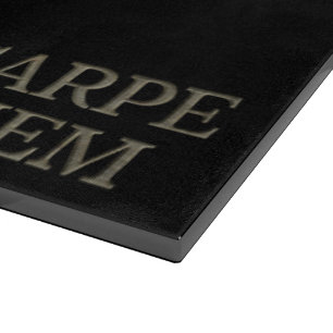 Planche À Découper Plateau de coupe en verre noir Carpe Diem