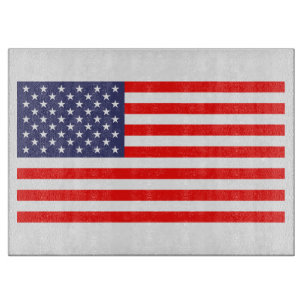 Planche À Découper Plateau de coupe en verre patriotique avec drapeau