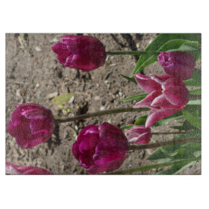 Planche À Découper Plateau de découpe de tulipes pourpres