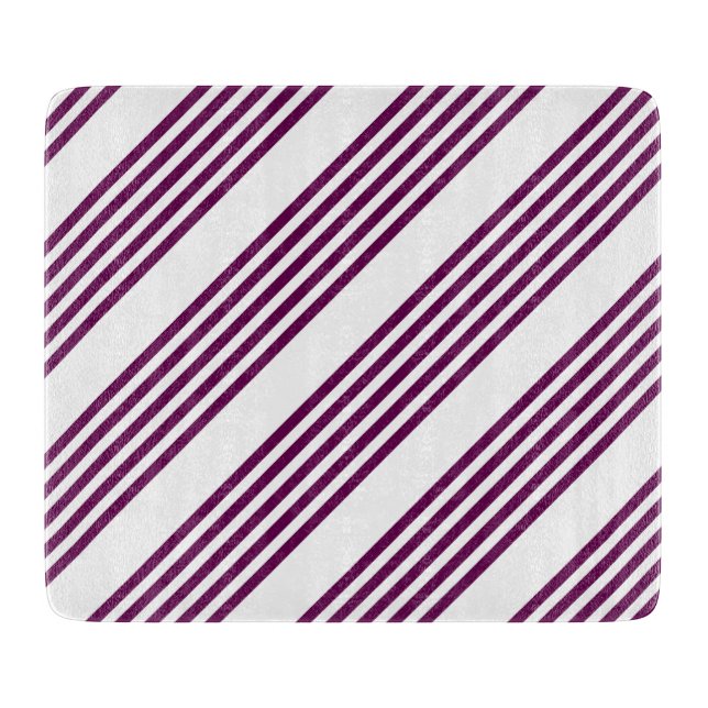 Planche À Découper Plum et blanc cinq bandes motif (Devant)