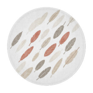 Planche À Découper Plumes Boho Rouille Taupe Motif Diagonal