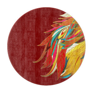 Planche À Découper Plumes Exotiques Rouges