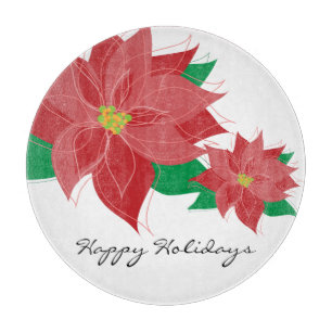 Planche À Découper Poinsettia rouge bonnes fêtes