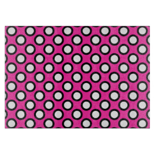 Planche À Découper Points tournés, fuchsia, noir et blanc