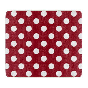 Planche À Découper Pois blancs sur le rouge Crimson