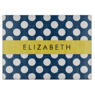 Planche À Découper Pois Bleus de la Marine, Motif Pot Polka, Votre No