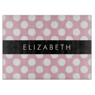 Planche À Découper Pois roses, Motif Pointe Polka, Votre Nom