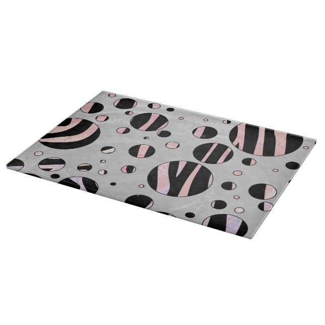 Planche À Découper Pois zèbres noirs et roses (Coin)