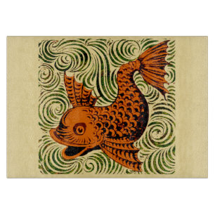 Planche À Découper Poisson Antique Carrelage Ancien art