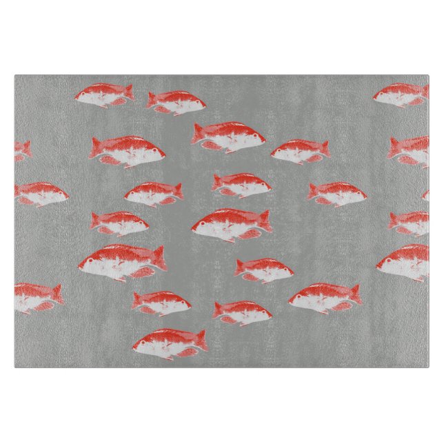 Planche À Découper Poisson rouge et gris (Devant)