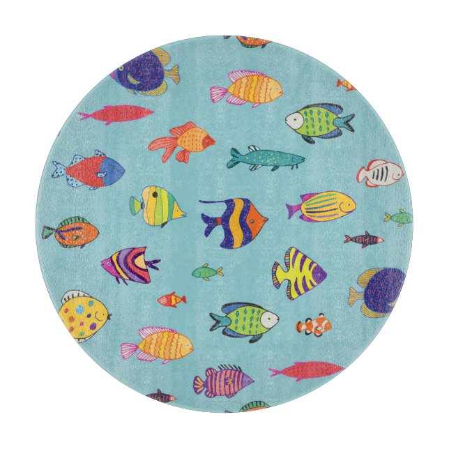 Planche À Découper Poisson tropical, motif vintage (Devant)