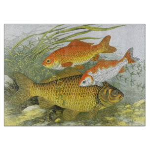 Planche À Découper Poisson vintage Koi Poisson, Marine Aquatique Vie 