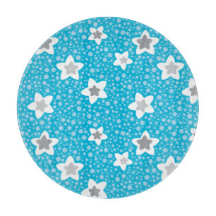 Planche À Découper Polka bleu paradisiaque point rétro avec étoiles