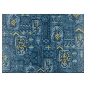 Planche À Découper Pomaika’i Tiki Tapa Vintage Hawaïen