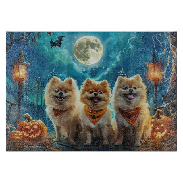 Planche À Découper Pomeranian Halloween Épouvantable (Devant)