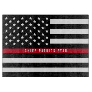 Planche À Découper Pompier Mince Red Line Nom du drapeau américain