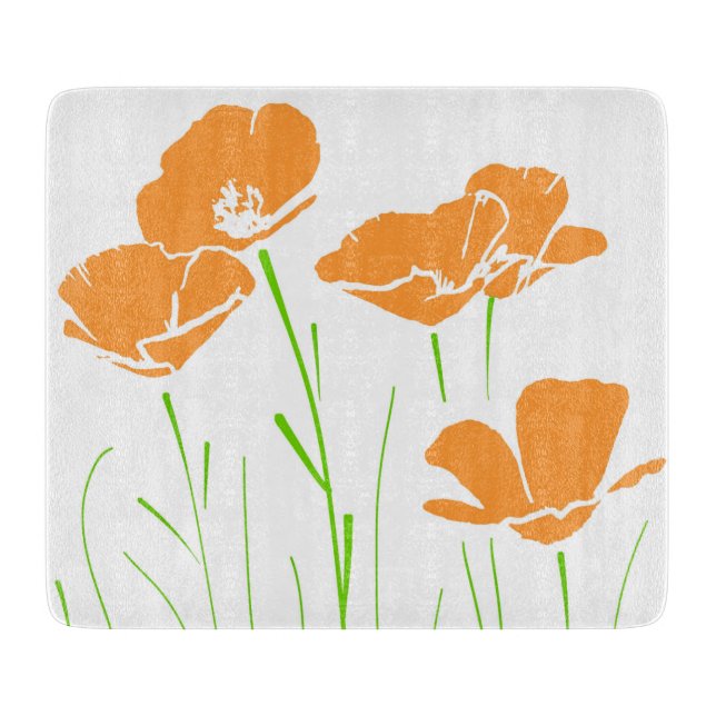 Planche À Découper Poppies californiennes à cinq mains (Devant)