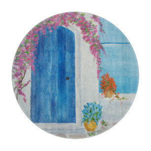 Planche À Découper Porte bleue grecque