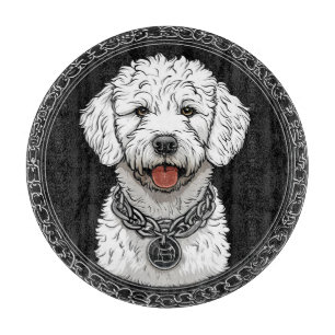 Planche À Découper Portrait de chien blanc avec collier à chaîne