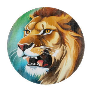 Planche À Découper Portrait Posé côté Lion rugissant-57566