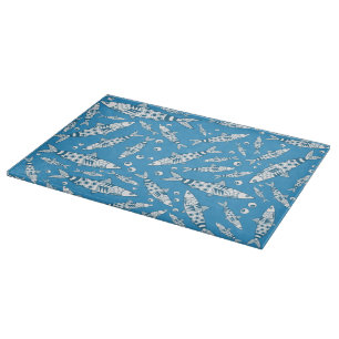 Planche À Découper Portugais Lisbonne Sardines Motif Azulejos Bleu