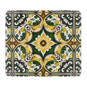 Planche À Découper Portugais méditerranéen carrelage motif jaune