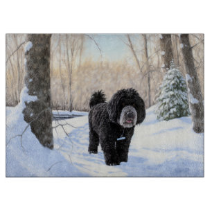 Planche À Découper Portugais Water Dog Laisser neiger Noël