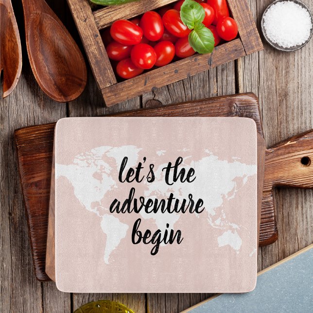 Planche À Découper Positive rose Commençons l'aventure Carte du Monde (Créateur téléchargé)