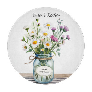Planche À Découper Pot de fleurs sauvages en bocal Mason