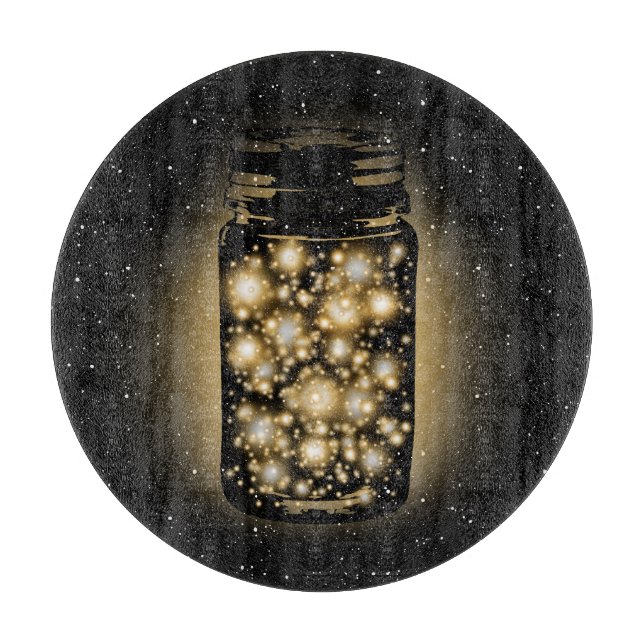 Planche À Découper Pot rougeoyant de lucioles avec des étoiles de (Devant)