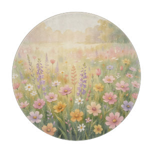 Planche À Découper Prairie de fleurs sauvages aquarelle pastel floral