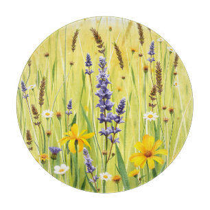 Planche À Découper Prairie de fleurs sauvages motif d'été