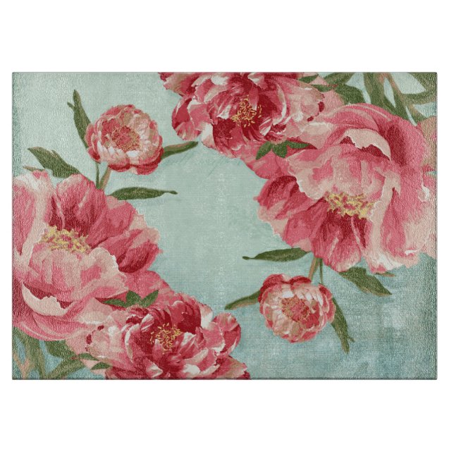 Planche À Découper Pretty Retro Flower Chintz Peonies (Devant)