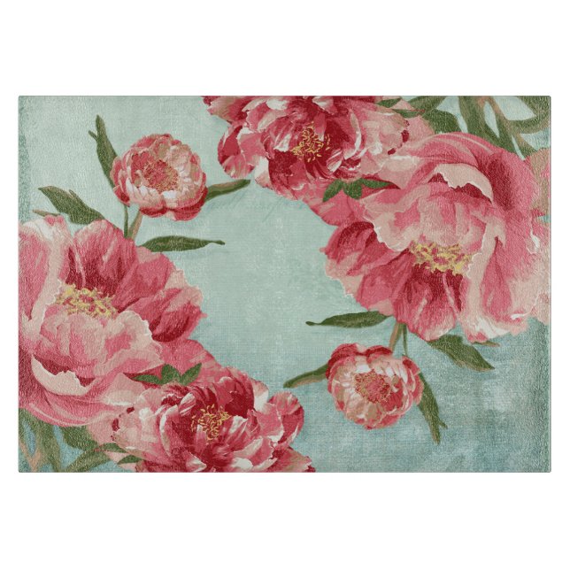 Planche À Découper Pretty Retro Flower Chintz Peonies (Devant)